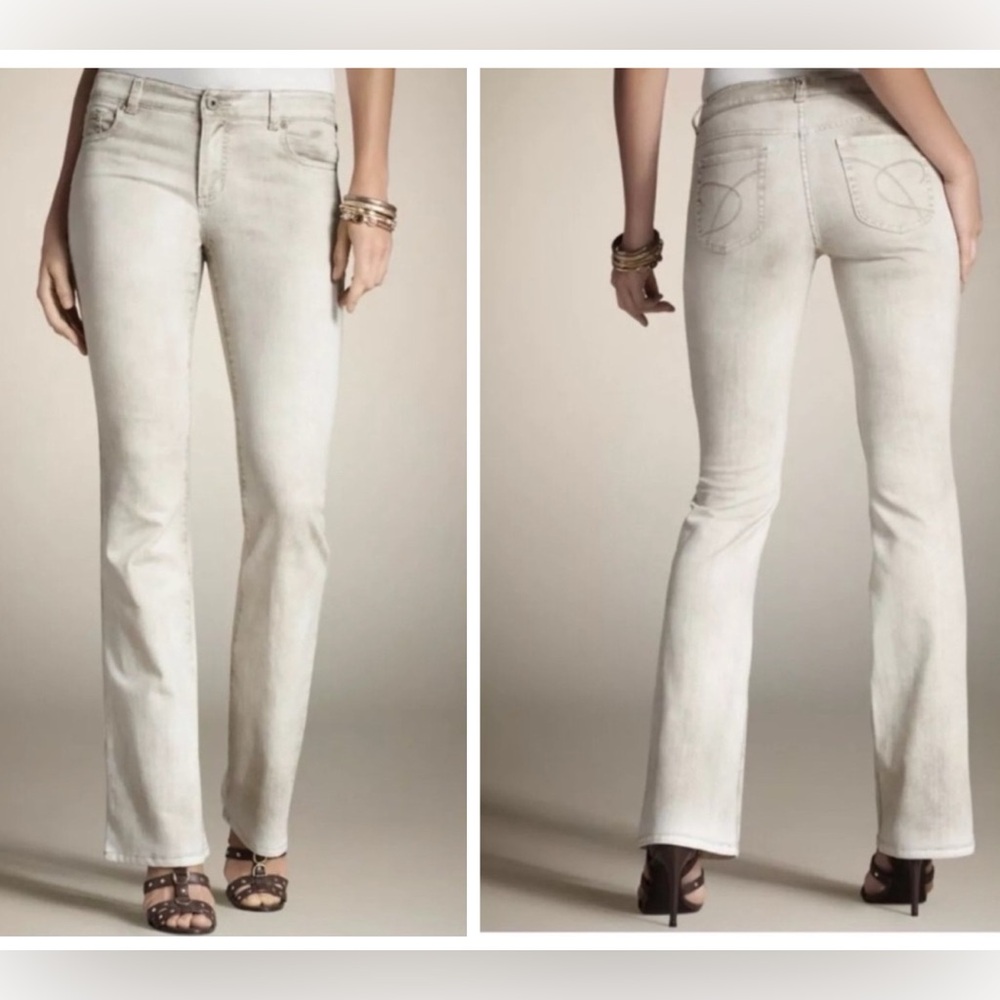 Chico’s Platinum Denim Ultimate Fit Flare Beige Jeans Size 2 or Lg